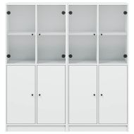 Библиотека с врати бяла 136x37x142 см инженерно дърво