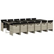 Градински комплект от 13части с възглавници светлосив полиратан