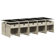 Градински комплект с възглавници 11 части, светлосив полиратан