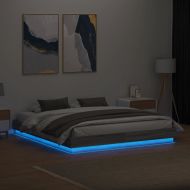 Рамка за легло с LED осветление, сив сонома, 200x200 см