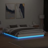 Рамка за легло с LED осветление, бяла, 180x200 см
