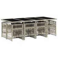 Градински трапезен комплект 9 части с възглавници светлосив