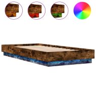 Рамка за легло с LED осветление, опушен дъб, 100x200 см