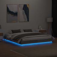 Рамка за легло с LED осветление, сив сонома, 180x200 см