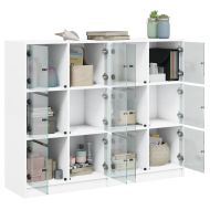 Библиотека с врати бяла 136x37x109 см инженерно дърво