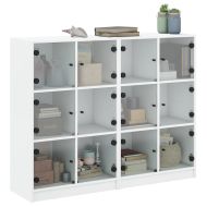 Библиотека с врати бяла 136x37x109 см инженерно дърво