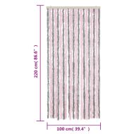 Ресни за врата против мухи, сиво и розово, 100x220 см, шенил