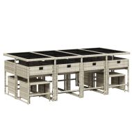 Градински комплект от 13части с възглавници светлосив полиратан