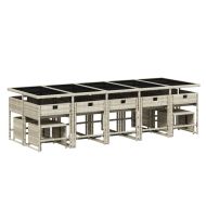 Градински комплект с възглавници 15 части полиратан светлосив