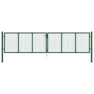 Градинска мрежеста порта, стомана, 400x100 см, зелена