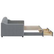 Канапе с изтеглящо легло и чекмеджета светлосиво 80x200 см плат