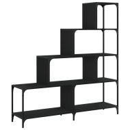 Библиотека 4-стъпална черна 59x35x132 см инженерно дърво