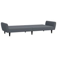 2-местно разтегателно канапе с табуретка, тъмносиво, кадифе