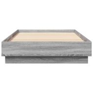 Рамка за легло с LED осветление, сив сонома, 100x200 см