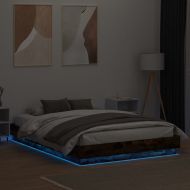 Рамка за легло с LED осветление, опушен дъб, 140x200 см