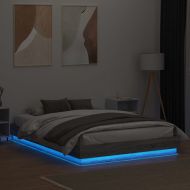 Рамка за легло с LED осветление, сив сонома, 120x200 см