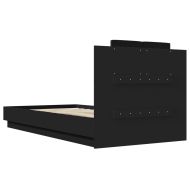 Рамка за легло с горна табла и LED осветление, черна, 75x190 см