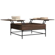 Кафе маса, кафяв дъб, 95x95x45 см, инженерно дърво и метал