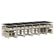 Градински комплект с възглавници 17 части полиратан светлосив