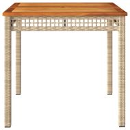 Градинска маса, бежов, 80x80x75 см, полиратан и акациево дърво