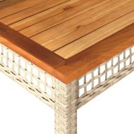 Градинска маса, бежов, 80x80x75 см, полиратан и акациево дърво