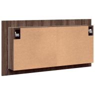 Шкаф с LED огледало за баня, кафяв дъб, 90x12x45 см, акрил