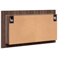 Шкаф с LED огледало за баня, кафяв дъб, 80x12x45 см, акрил