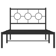 Метална рамка за легло с горна табла, черна, 100x190 см