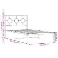 Метална рамка за легло с горна табла, черна, 100x190 см