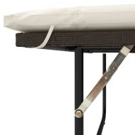 Градински диван с възглавници 2-местен кафяв полиратан