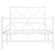 Метална рамка за легло с горна и долна табла, бяла, 90x190 см