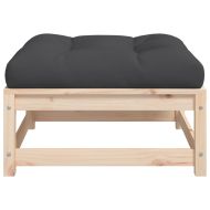 Градинска табуретка с възглавница, борова дървесина масив