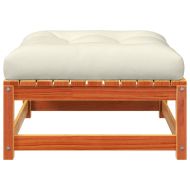 Градинска табуретка с възглавница, восъчнокафяв, бор масив