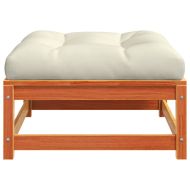 Градинска табуретка с възглавница, восъчнокафяв, бор масив