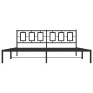 Метална рамка за легло с горна табла, черна, 200x200 см