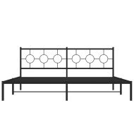 Метална рамка за легло с горна табла, черна, 200x200 см