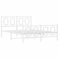 Метална рамка за легло с горна и долна табла, бяла, 140x200 см