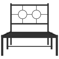 Метална рамка за легло с горна табла, черна, 75x190 см