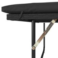 Градински диван с възглавници 2-местен черен полиратан