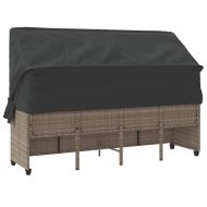 Шезлонг със сенник и възглавници, светлосив, полиратан