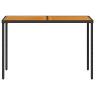 Градинска маса с плот от акация, черно, 115x54x74 см, полиратан