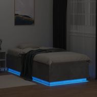 Рамка за легло с LED осветление, бетонно сива, 90x200 см