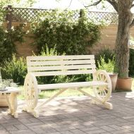 Градинска пейка, 2-местна, масивна ела