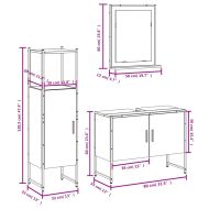 Комплект шкафове за баня от 3 части инженерно дърво Сив сонома