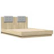Рамка за легло с табла, дъб сонома, 140x200 см, инженерно дърво