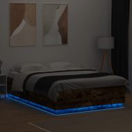 Рамка за легло с LED осветление, опушен дъб, 150x200 см