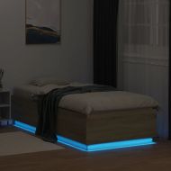 Рамка за легло с LED осветление, дъб сонома, 90x200 см
