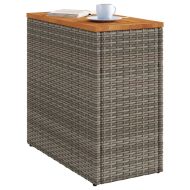 Градинска маса с дървен плот сива 58x27,5x55 см полиратан