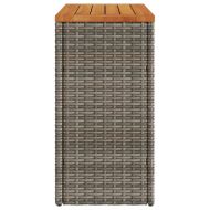 Градинска маса с дървен плот сива 58x27,5x55 см полиратан