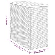 Градинска маса с дървен плот сива 58x27,5x55 см полиратан